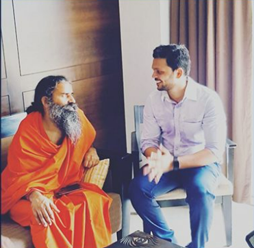 On stage with Swami Ramdev at Ahimsa Vishwa Bharti